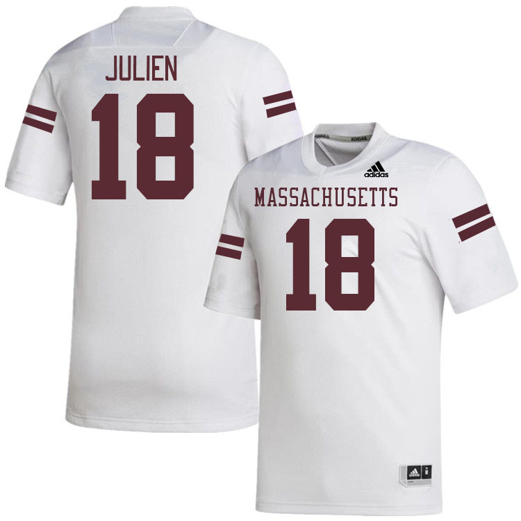 Massachusetts Minutemen #18 Louce Julien College Football Jerseys Stitched-White